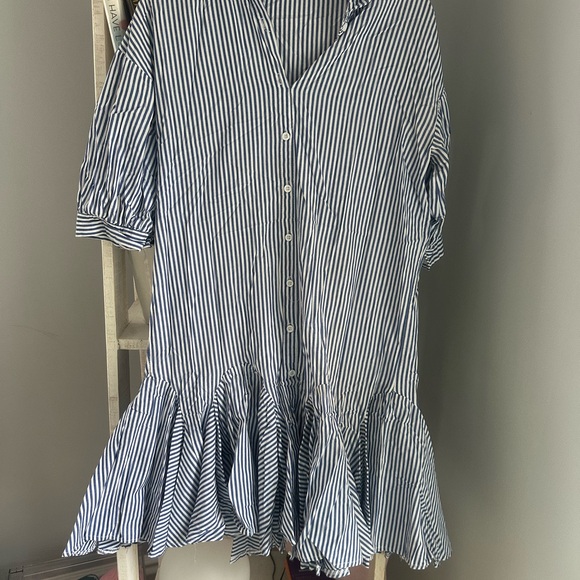 Striped Button-Down Ruffle Dress - Picture 1 of 4